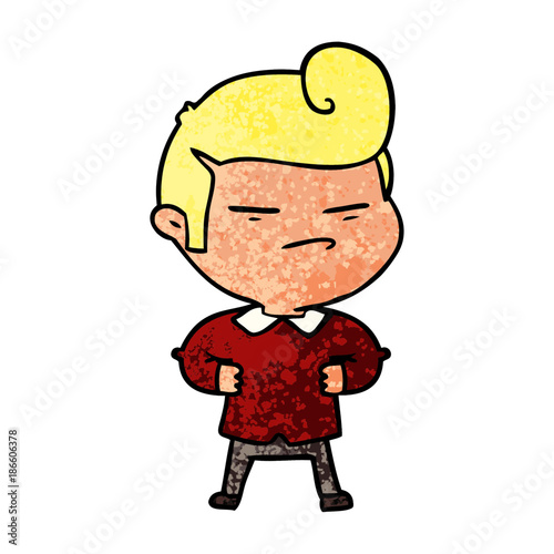 cartoon cool guy with fashion hair cut