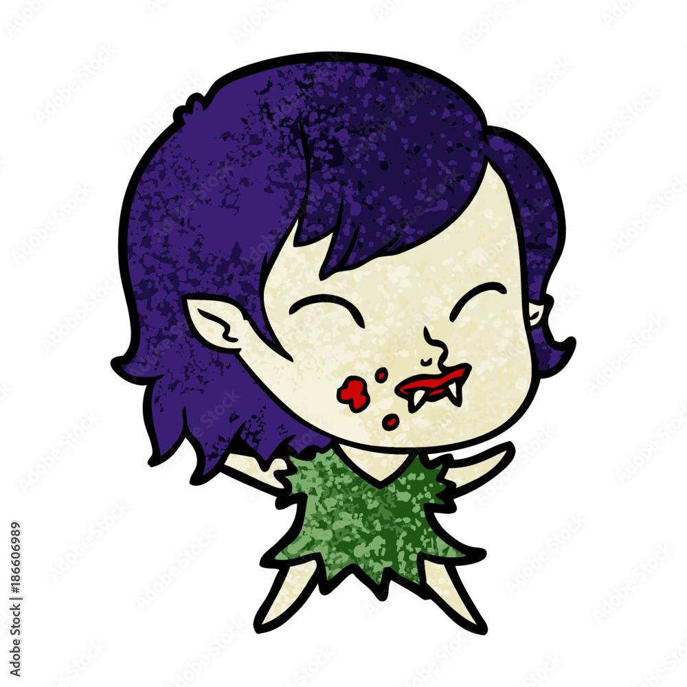 cartoon vampire girl with blood on cheek cartoon vampire girl with blood on cheek