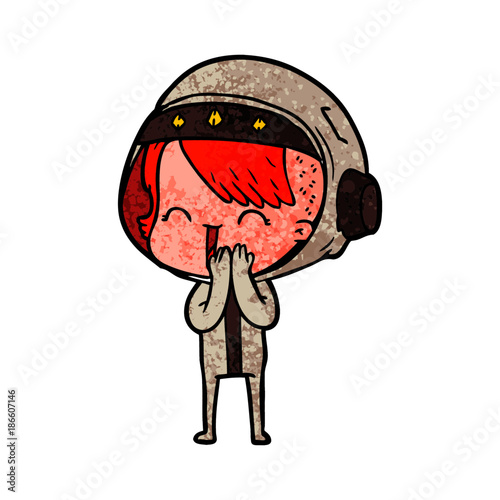 giggling cartoon space girl