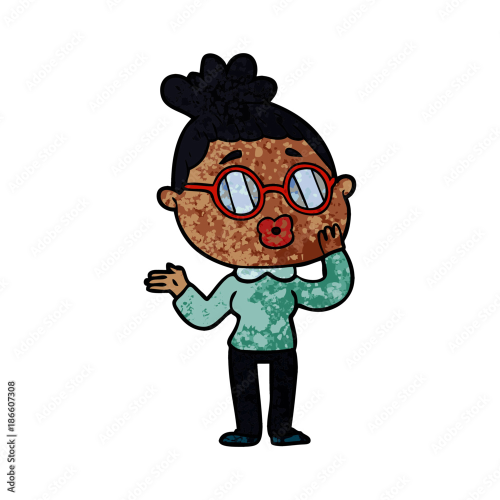 cartoon woman wearing spectacles cartoon woman wearing spectacles