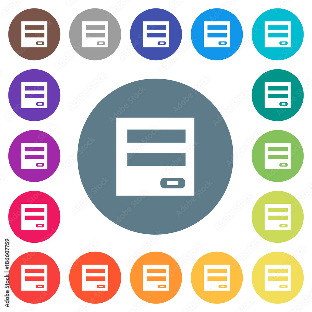 Login panel flat white icons on round color backgrounds Login panel flat white icons on round color backgrounds