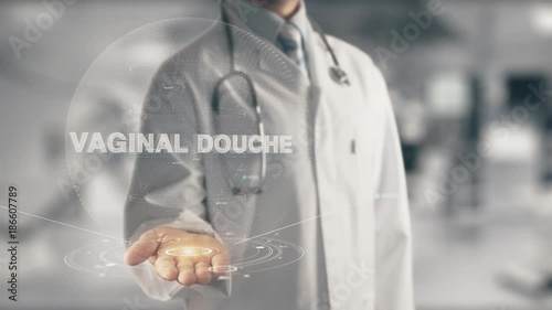 Doctor holding in hand Vaginal Douche