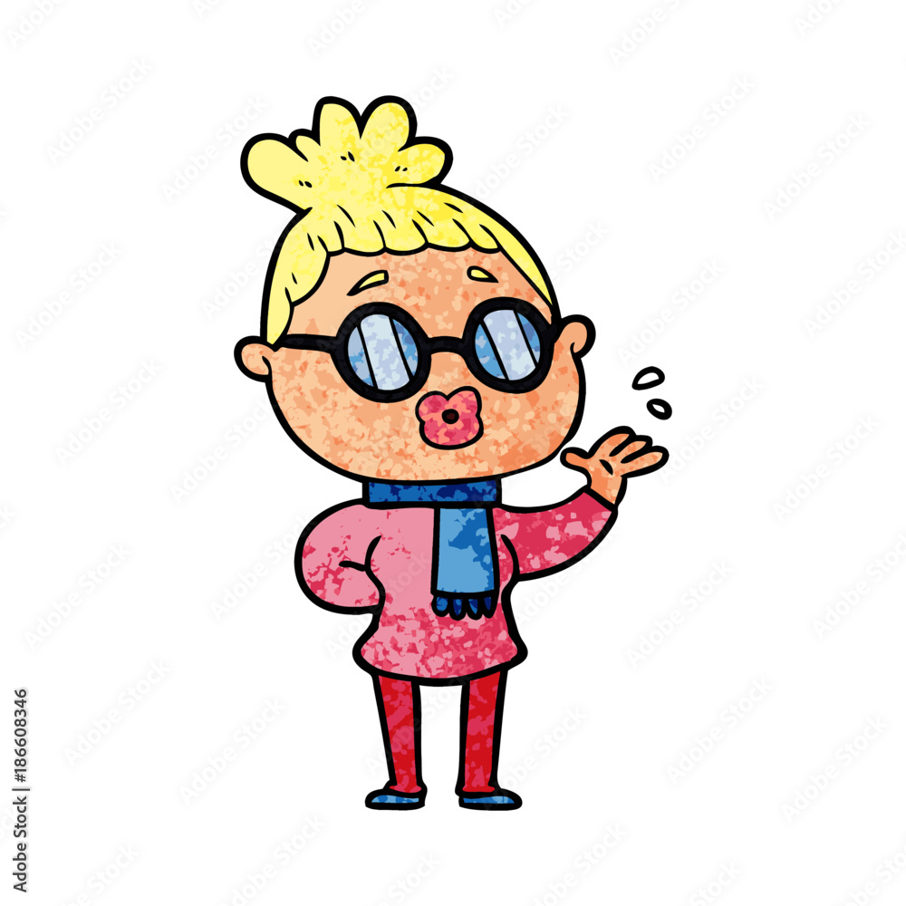 cartoon woman wearing spectacles cartoon woman wearing spectacles