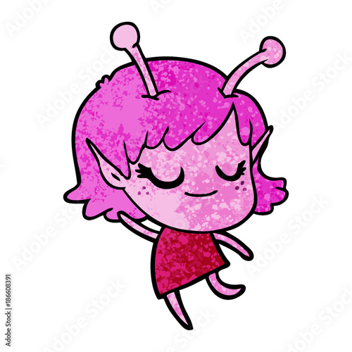 smiling alien girl cartoon