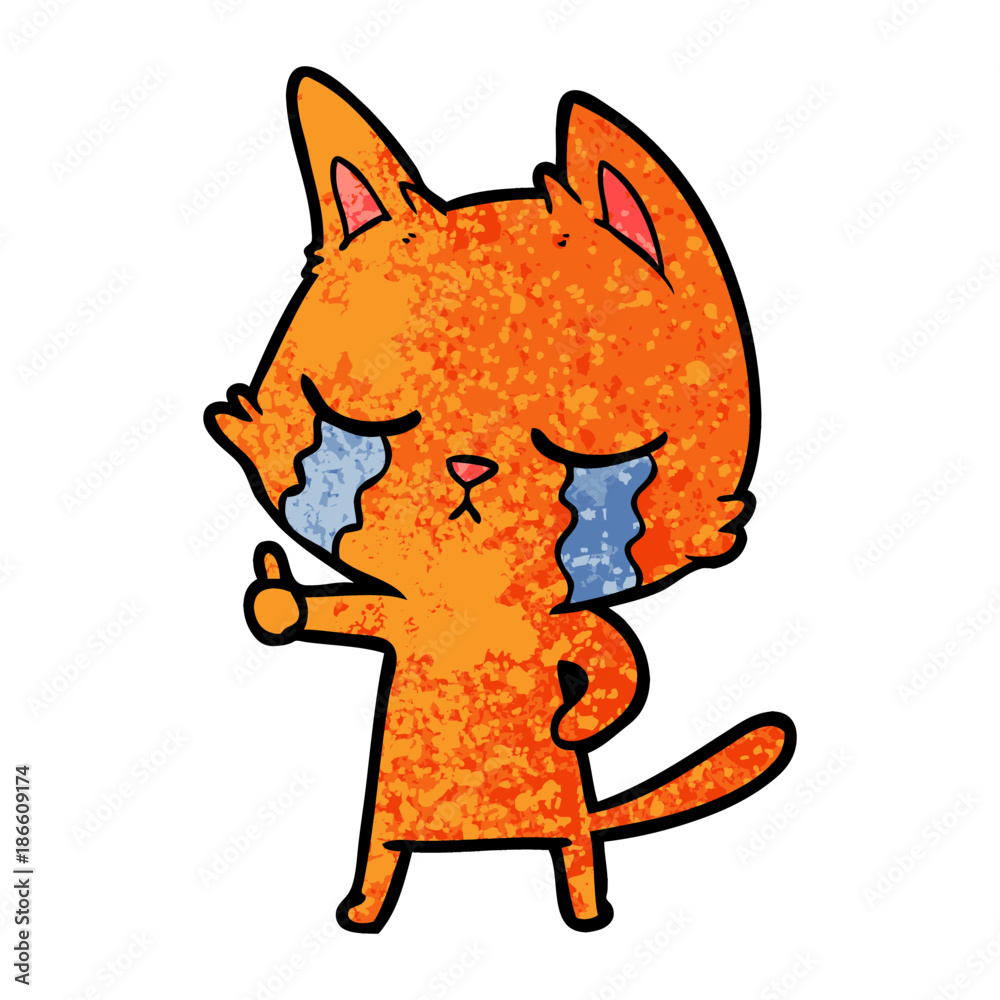 crying cartoon cat