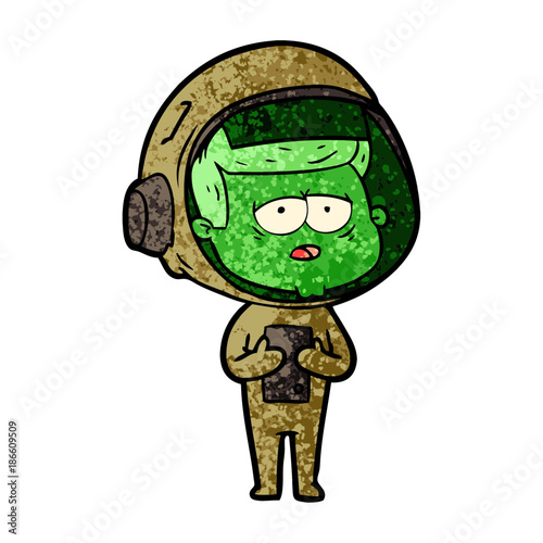 cartoon tired astronaut
