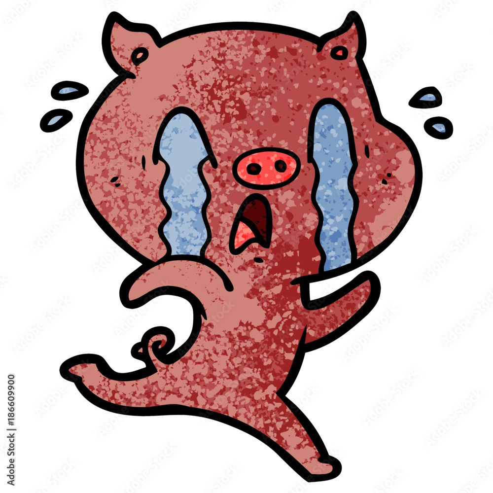 Obraz premium crying pig cartoon
