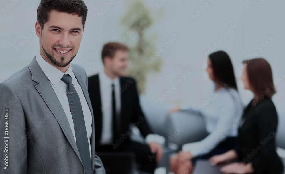 Business team discussing together plans Business team discussing together plans