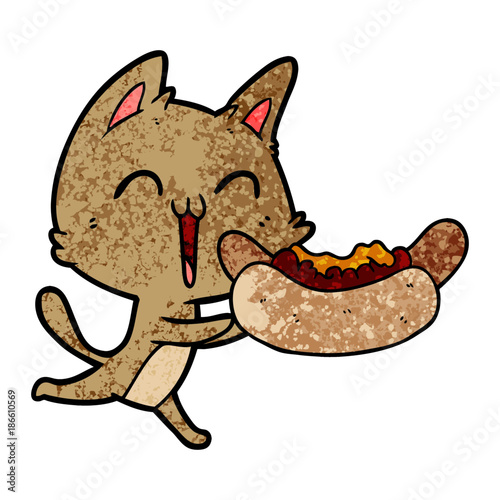 happy cartoon cat meowing
