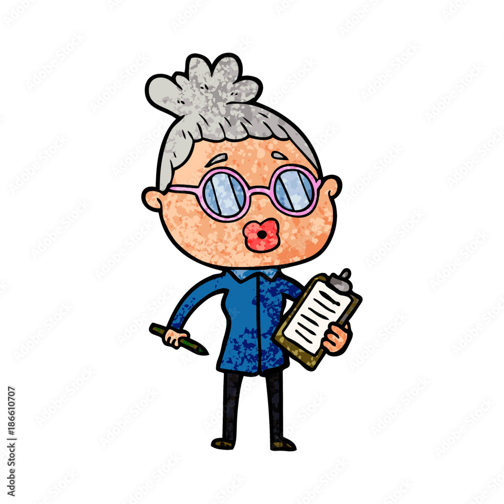 cartoon manager woman wearing spectacles