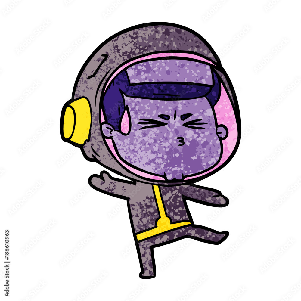 Obraz premium cartoon stressed astronaut