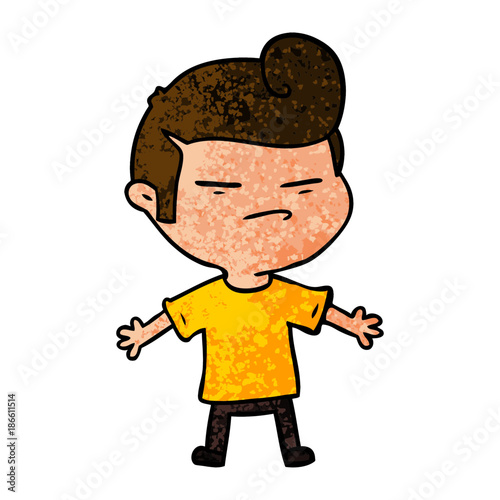 cartoon cool guy with fashion hair cut
