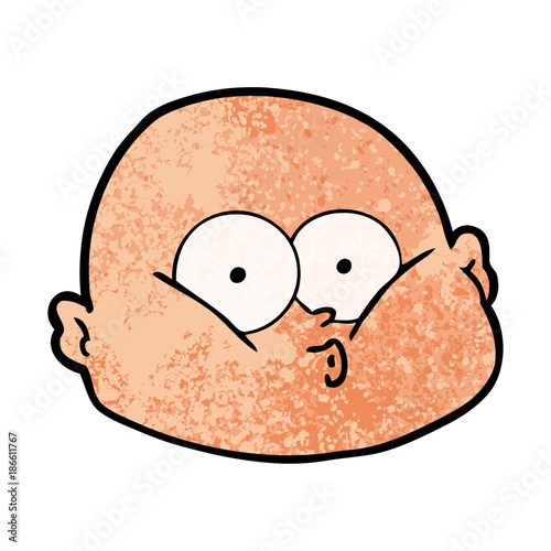 cartoon curious bald man