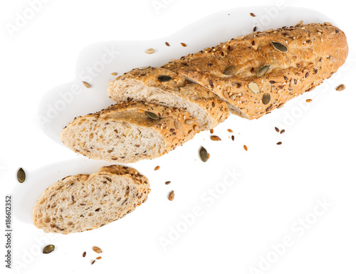 Fotobehang Sliced grain bread.