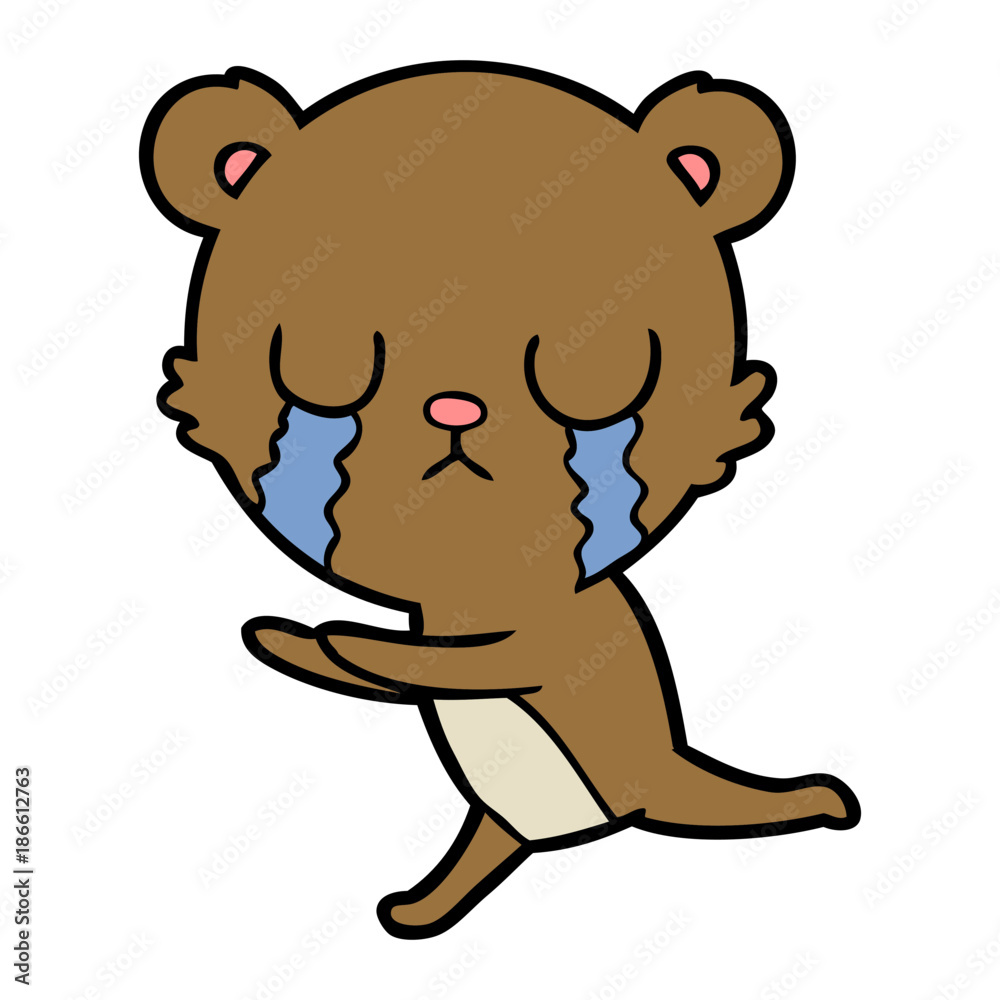 Obraz premium crying bear cartoon character