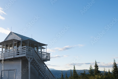 Fire Lookout in the day time - blue skies 
