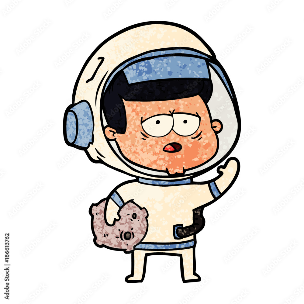 cartoon tired astronaut