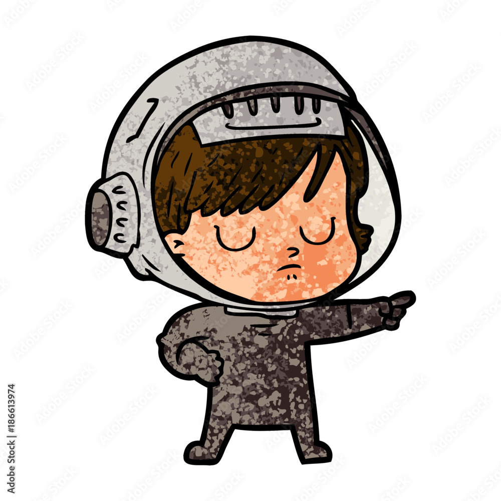 Obraz premium cartoon astronaut woman