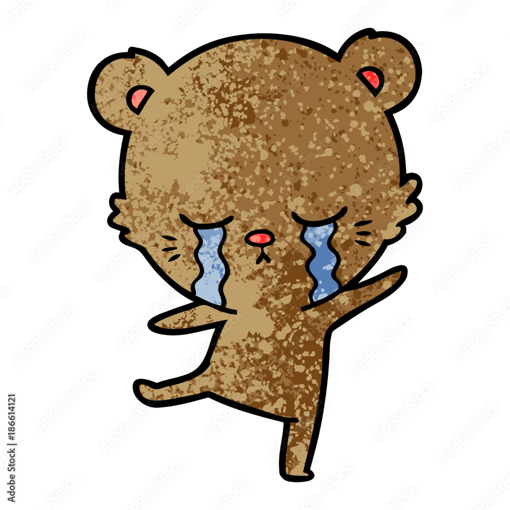 crying cartoon bear balancing crying cartoon bear balancing