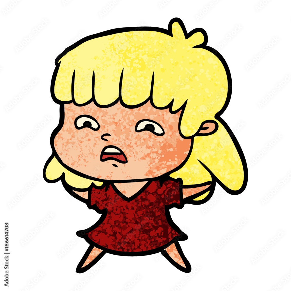 cartoon worried woman