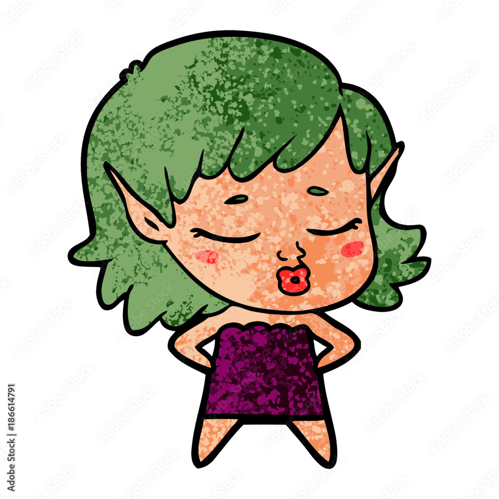 pretty cartoon elf girl