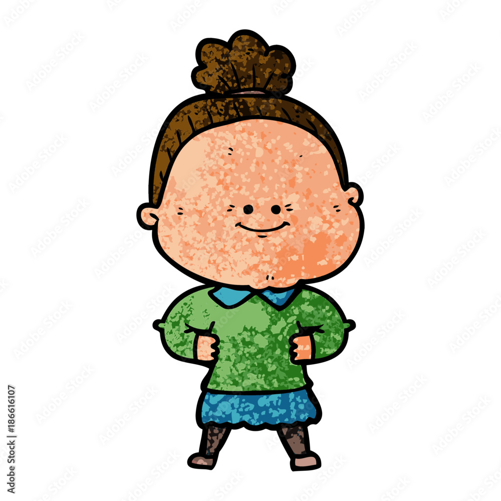 cartoon happy old woman