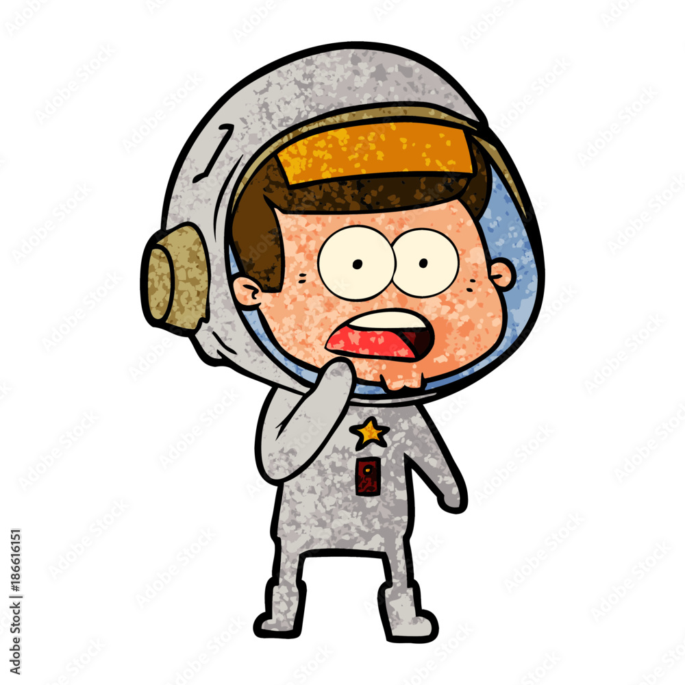 cartoon surprised astronaut