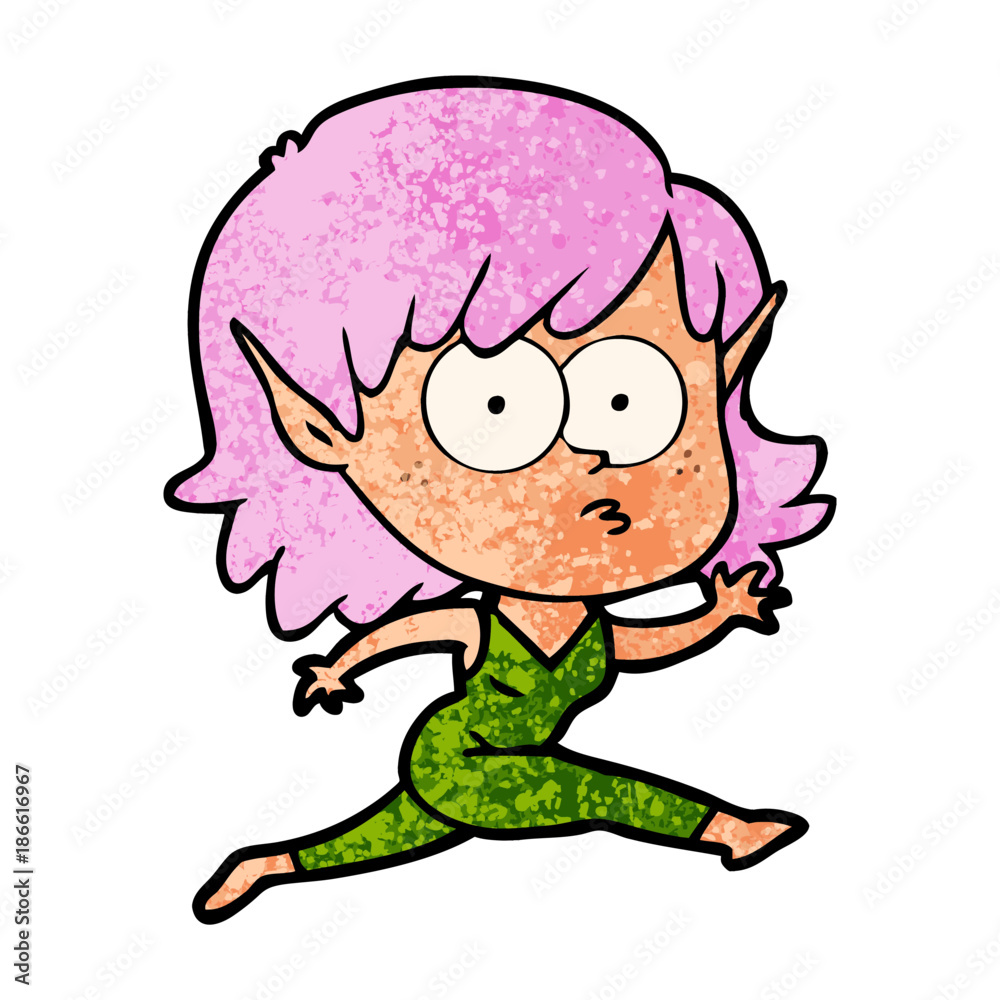 cartoon elf girl running