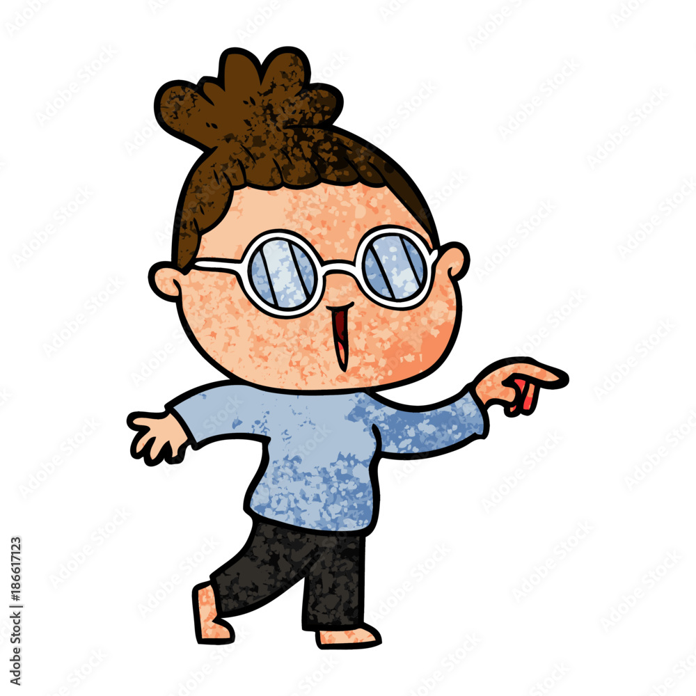 cartoon woman wearing spectacles