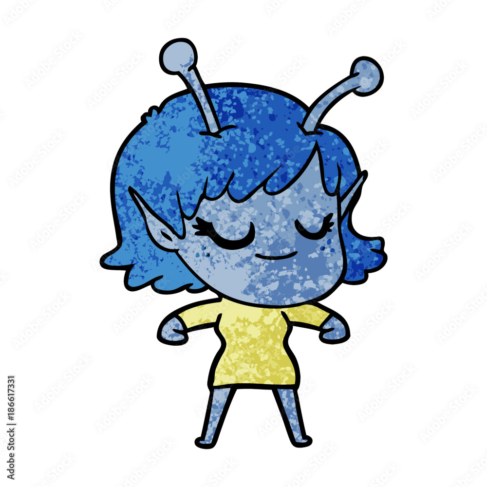 smiling alien girl cartoon smiling alien girl cartoon