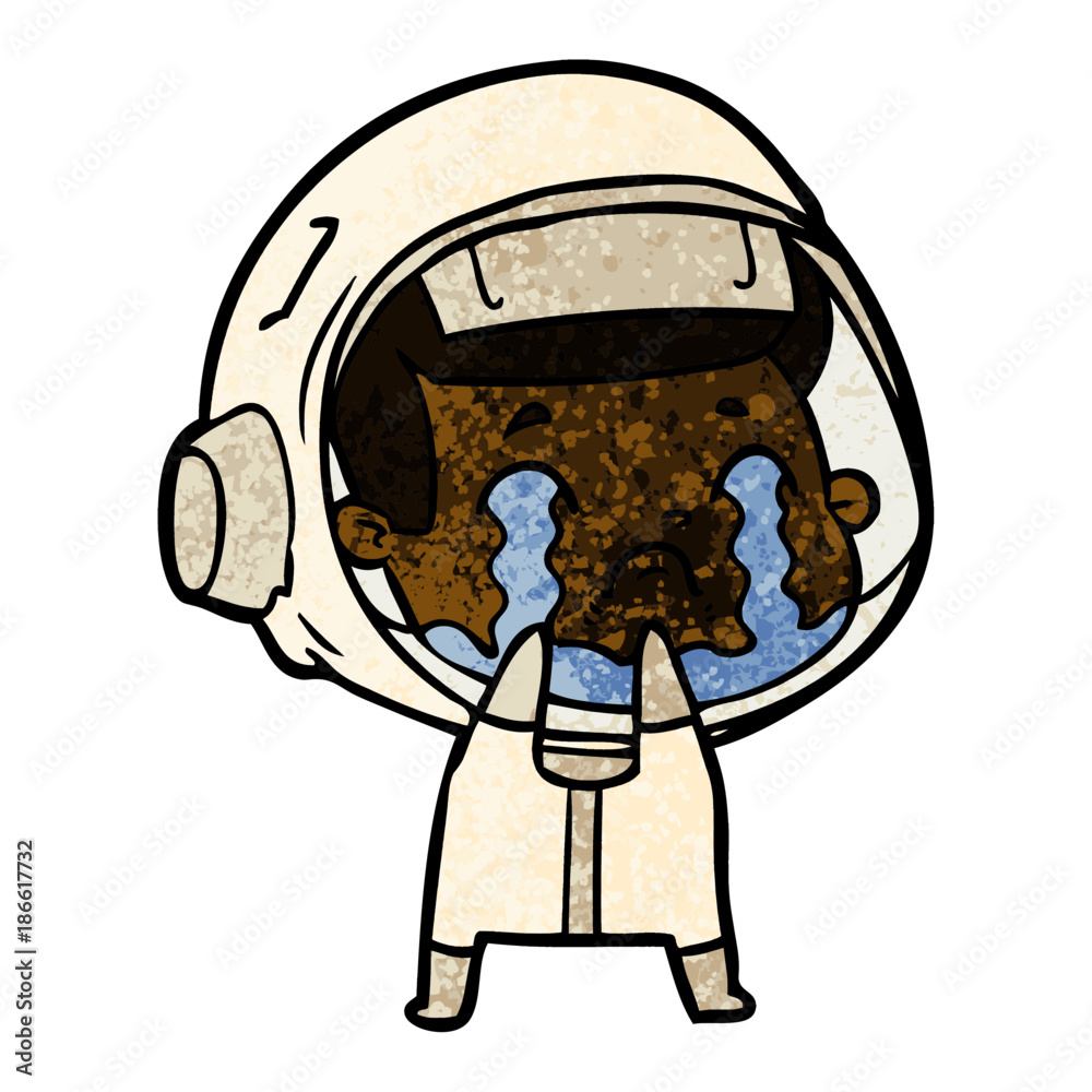 Obraz premium cartoon crying astronaut