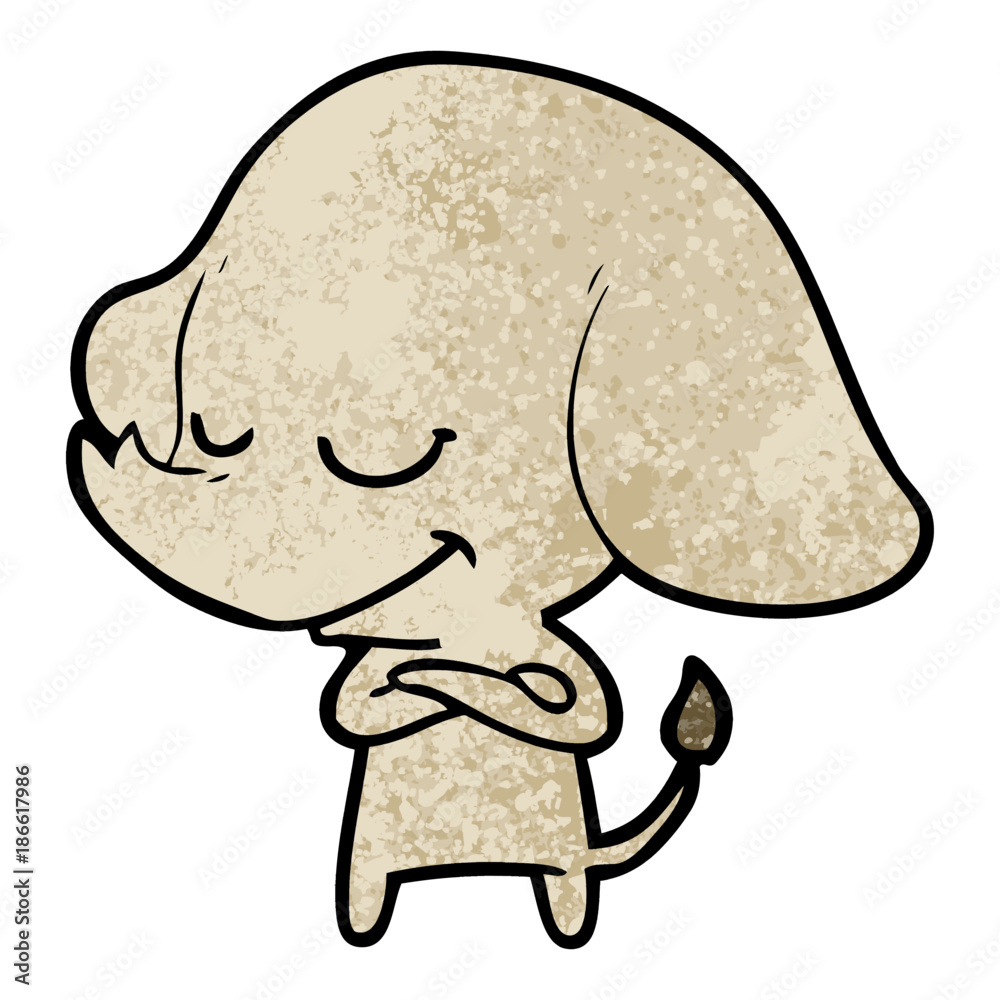 cartoon smiling elephant with crossed arms cartoon smiling elephant with crossed arms