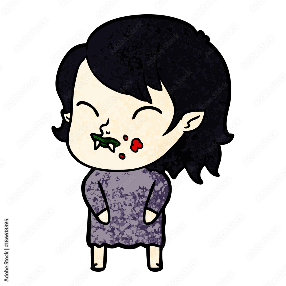 cartoon vampire girl with blood on cheek cartoon vampire girl with blood on cheek