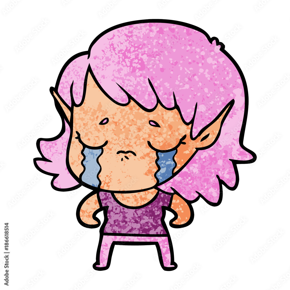 cartoon crying elf girl cartoon crying elf girl