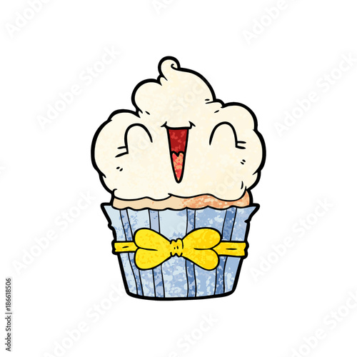happy cartoon cupcake