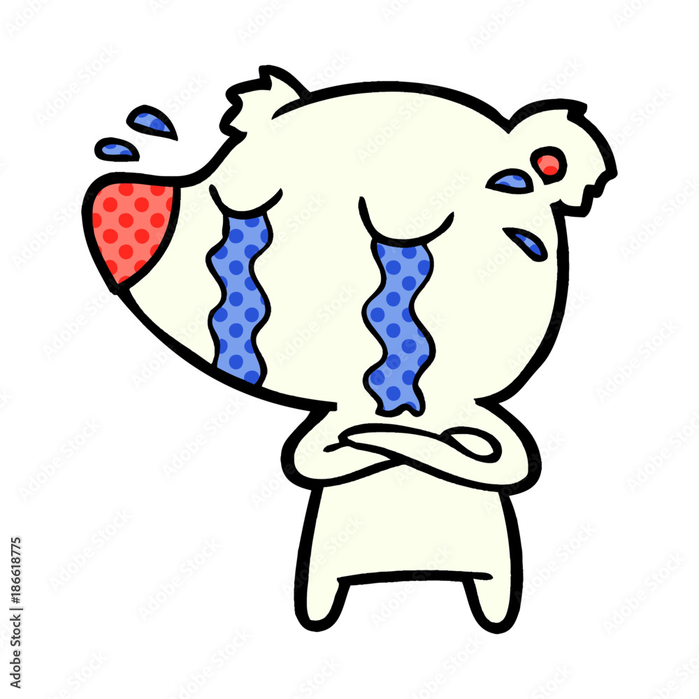 Obraz premium sad little polar bear cartoon