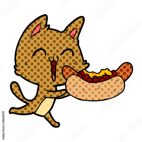 happy cartoon cat meowing