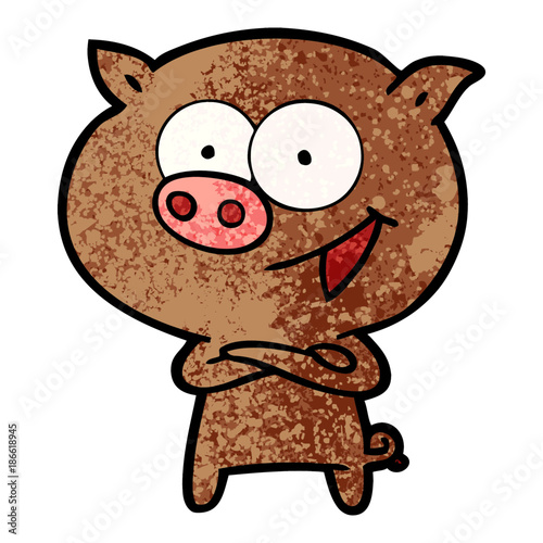 cheerful pig cartoon