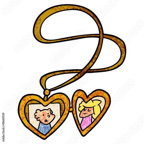 cartoon locket with photographs