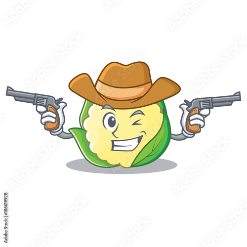Cowboy cauliflower character cartoon style