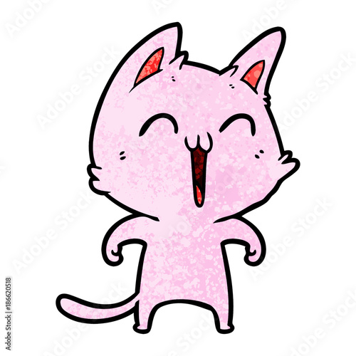 happy cartoon cat meowing
