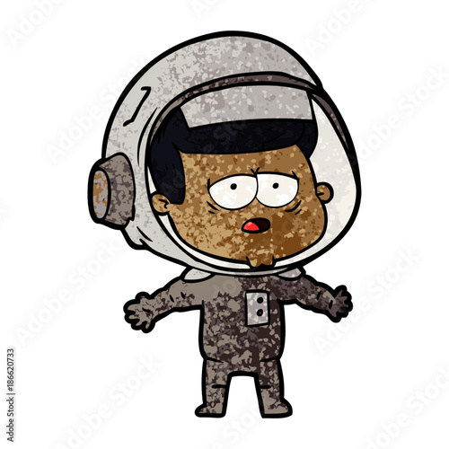 cartoon tired astronaut