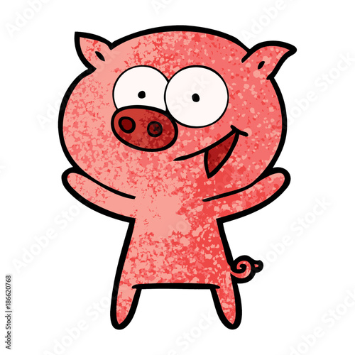 cheerful pig cartoon