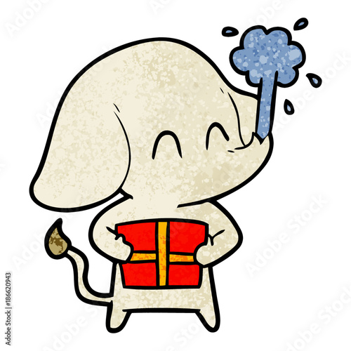 cute cartoon elephant spouting water