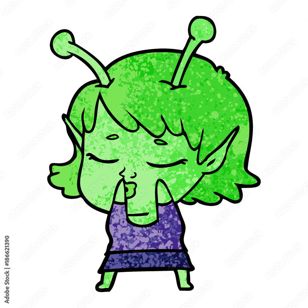 Fototapeta premium cute alien girl cartoon