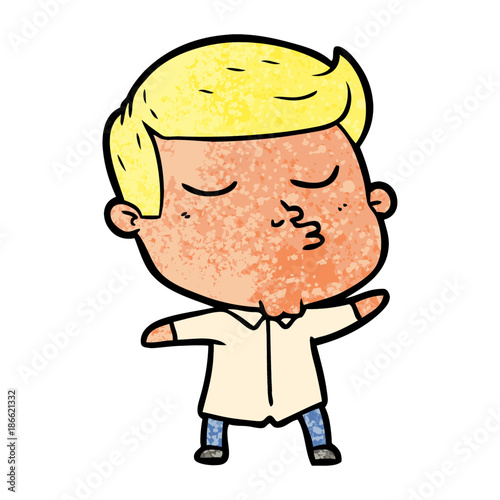 cartoon model guy pouting