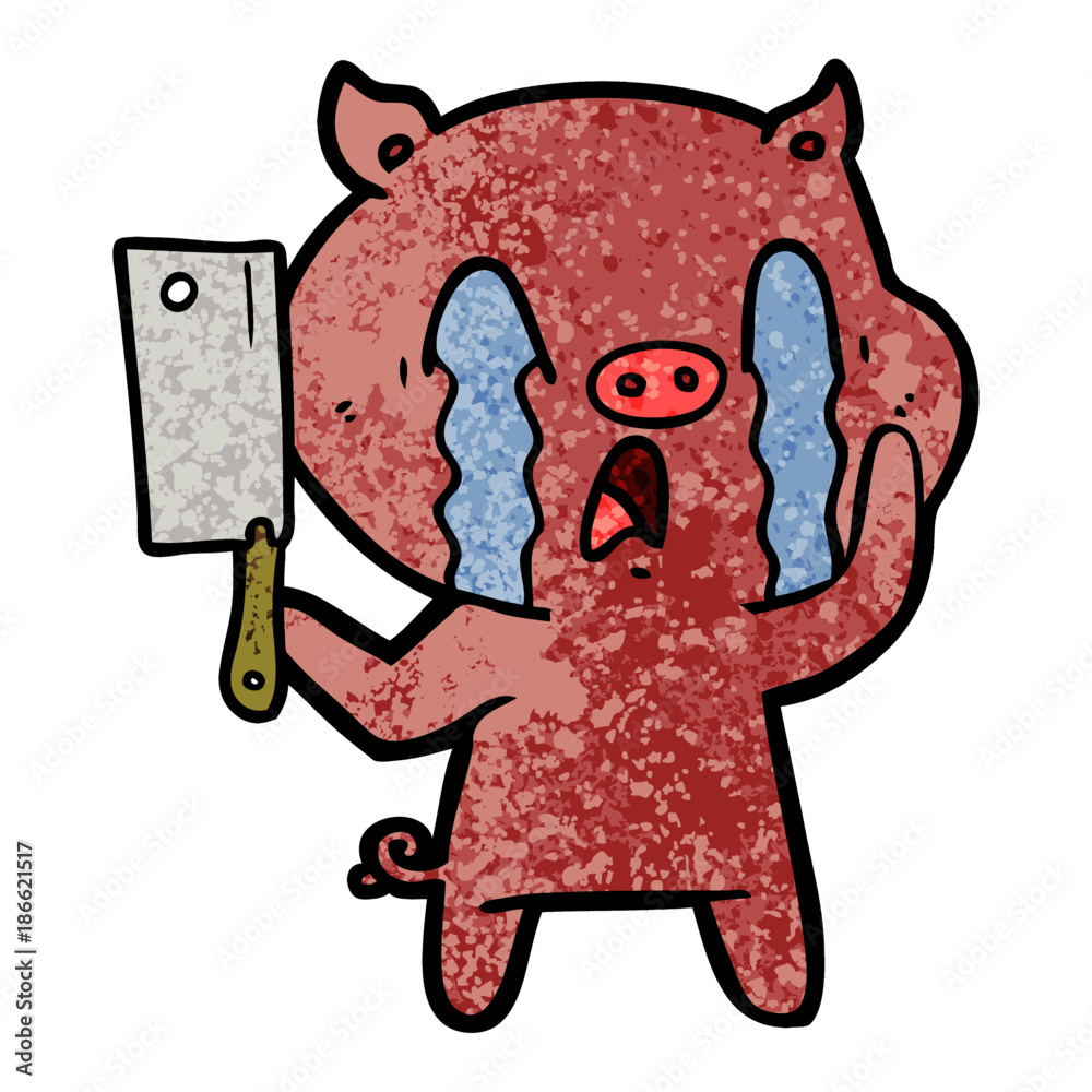 Obraz premium crying pig cartoon