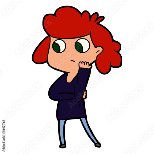 cartoon unsure woman