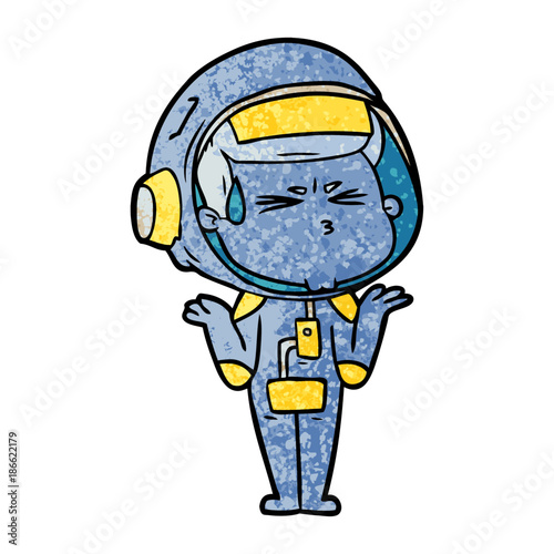 cartoon stressed astronaut