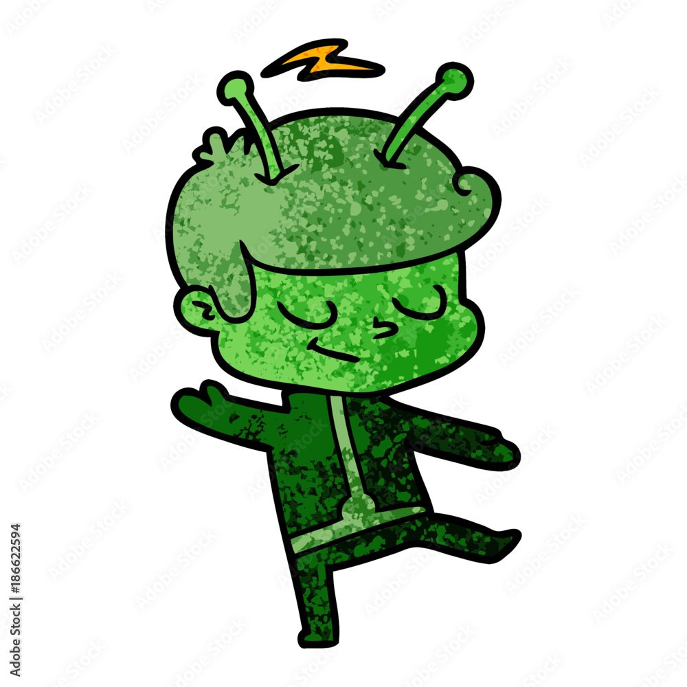 Obraz premium friendly cartoon spaceman dancing